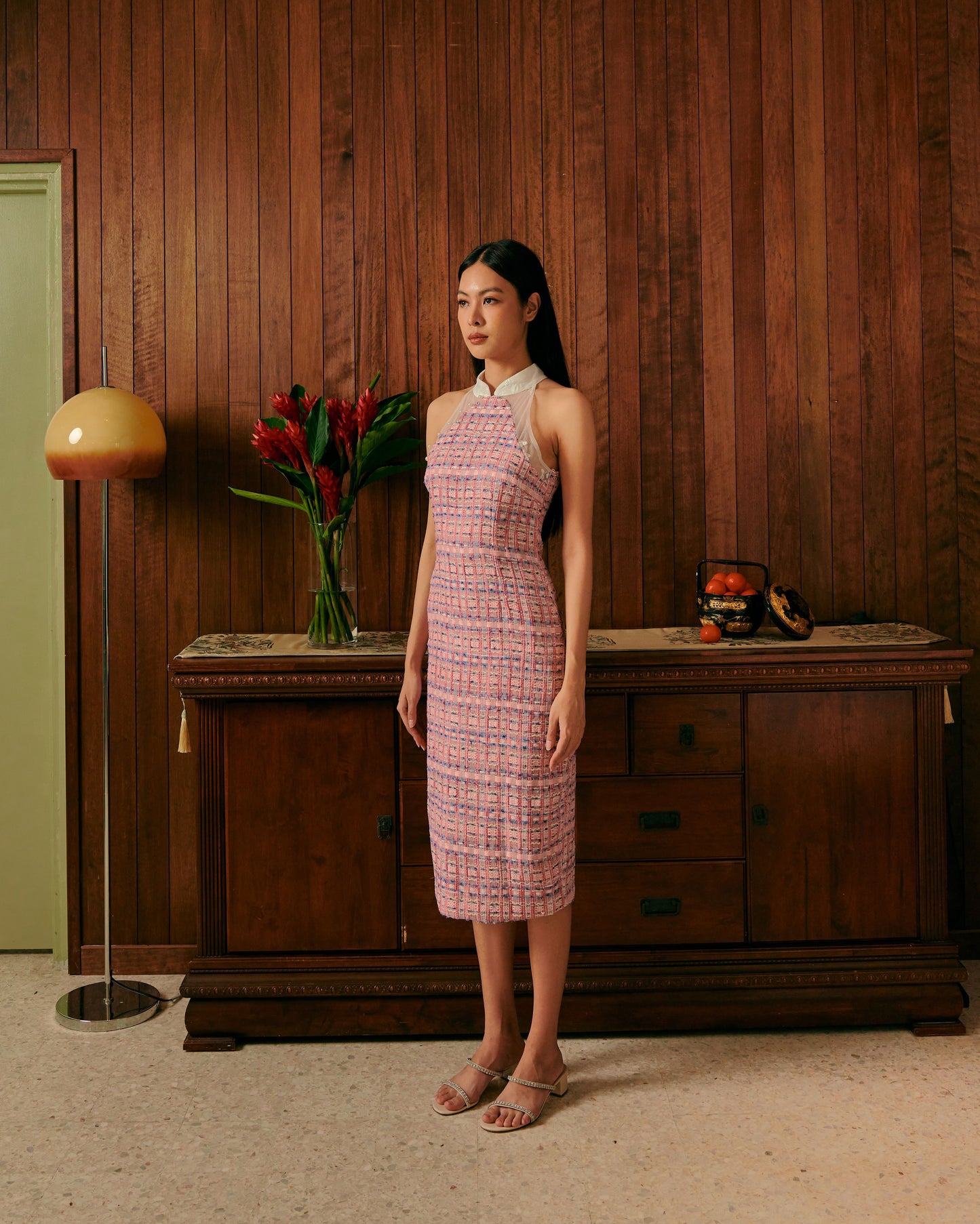 Tweed Cheongsam (Pink)