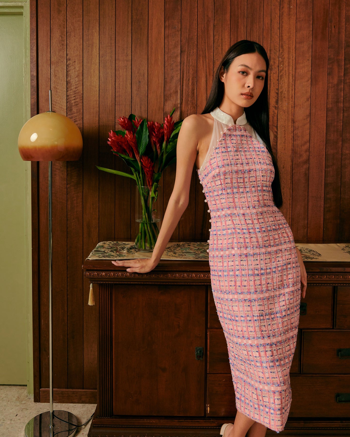 Tweed Cheongsam (Pink)