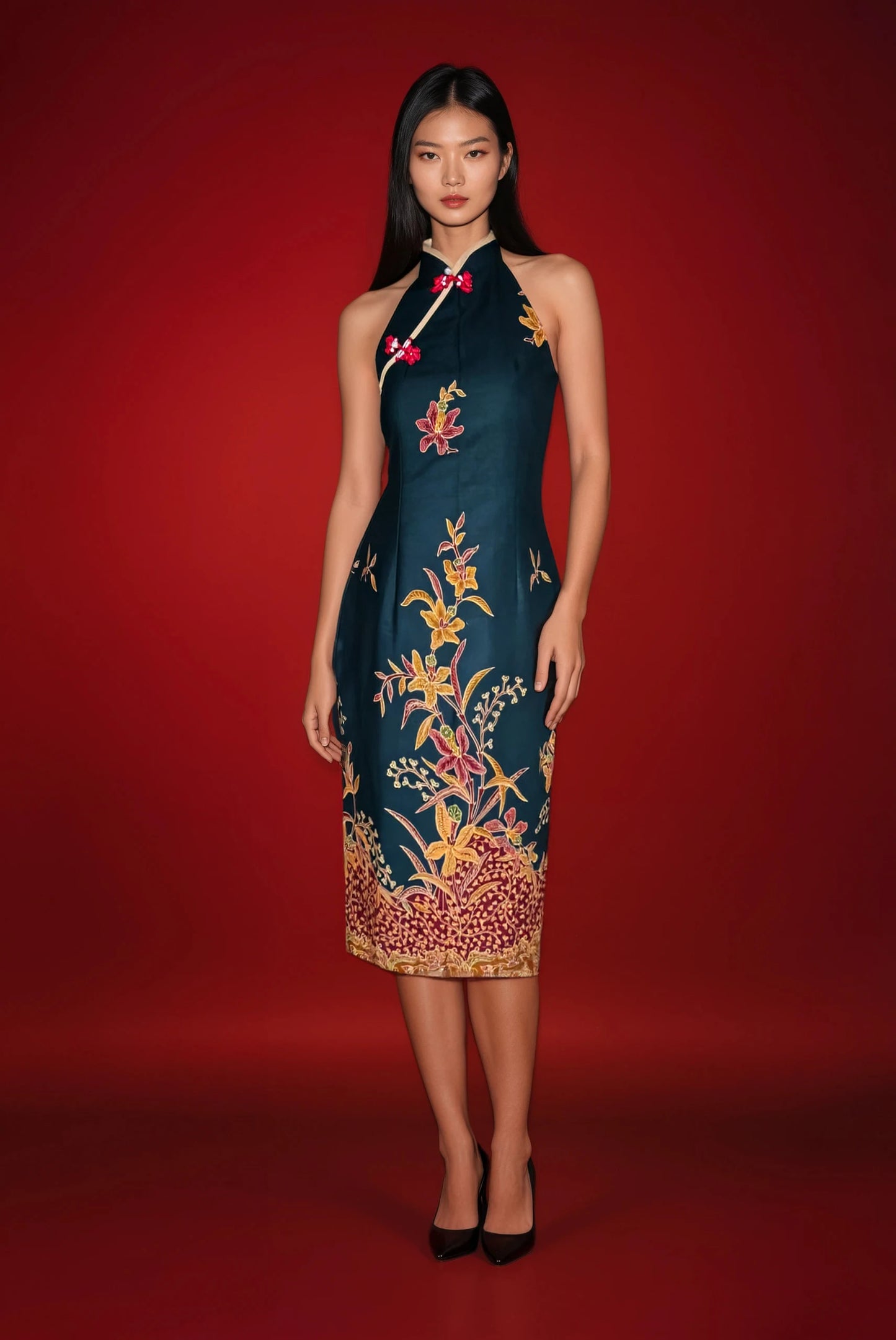 [BACKORDER] Sleeveless Batik Cheongsam Dress (Yan)