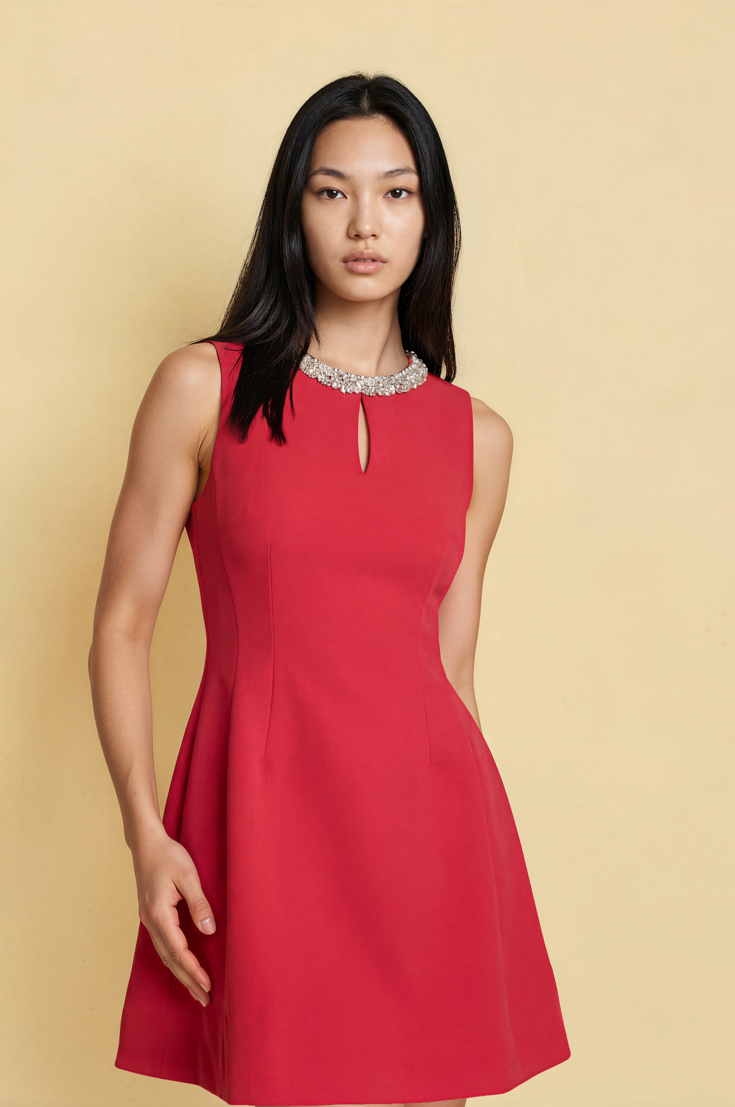 Embellished Mini Dress (Red)