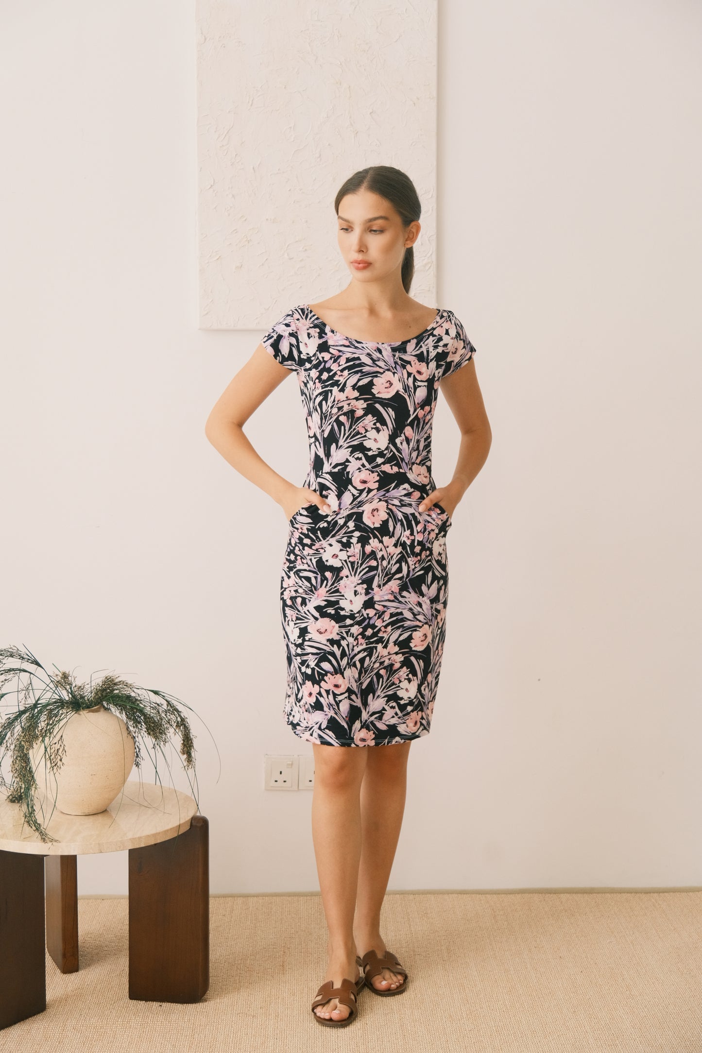 Ellen Jersey Dress (Lilac Flowers)