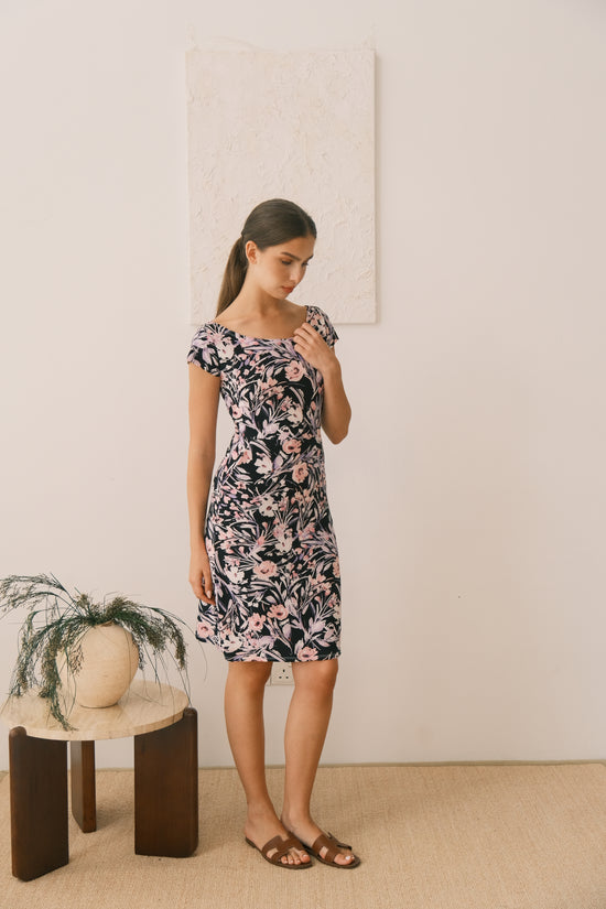 Ellen Jersey Dress (Lilac Flowers)