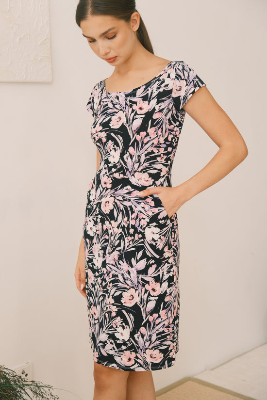 Ellen Jersey Dress (Lilac Flowers)