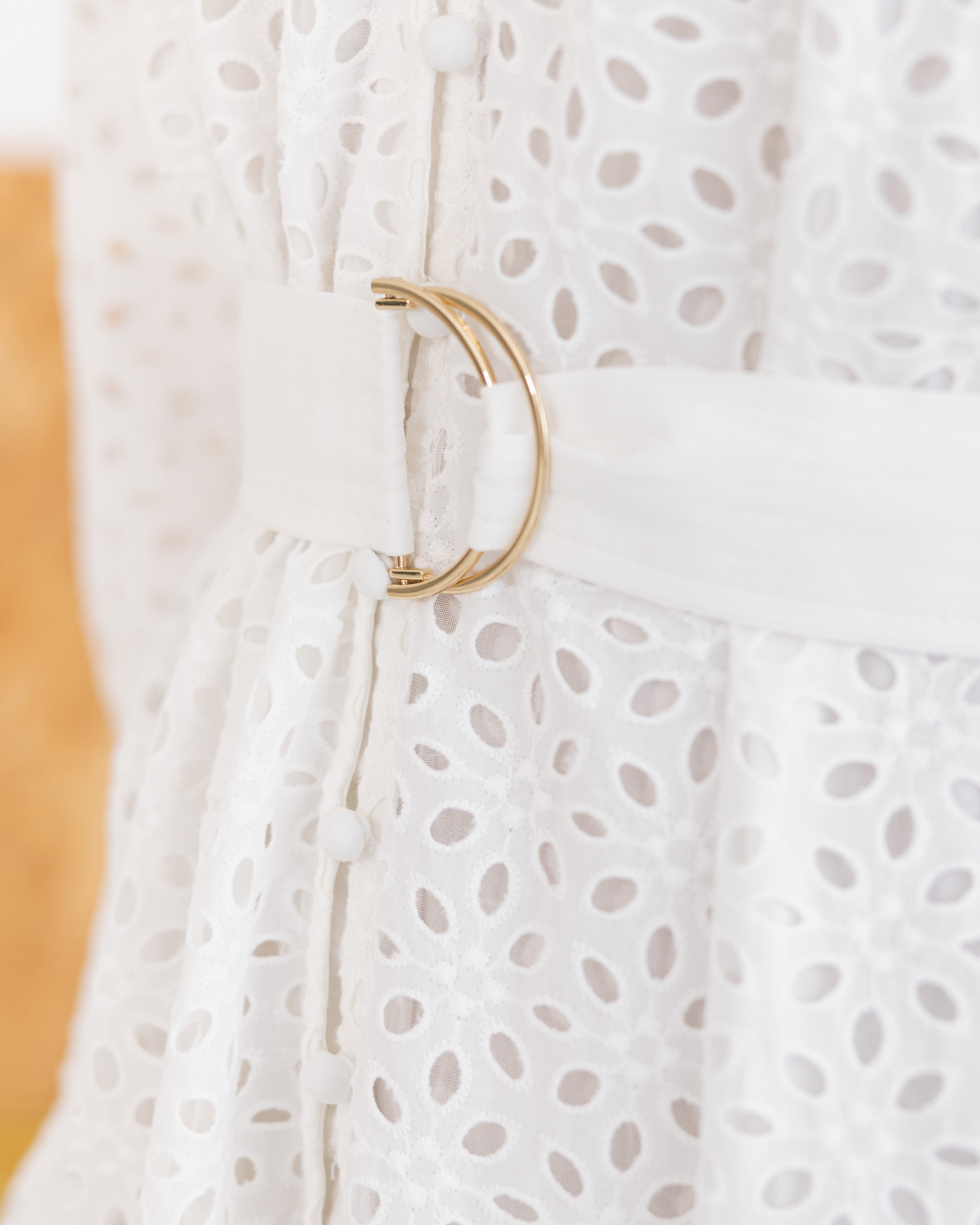 [PRE-ORDER] Rocca Belted Short Cotton Eyelet Dress