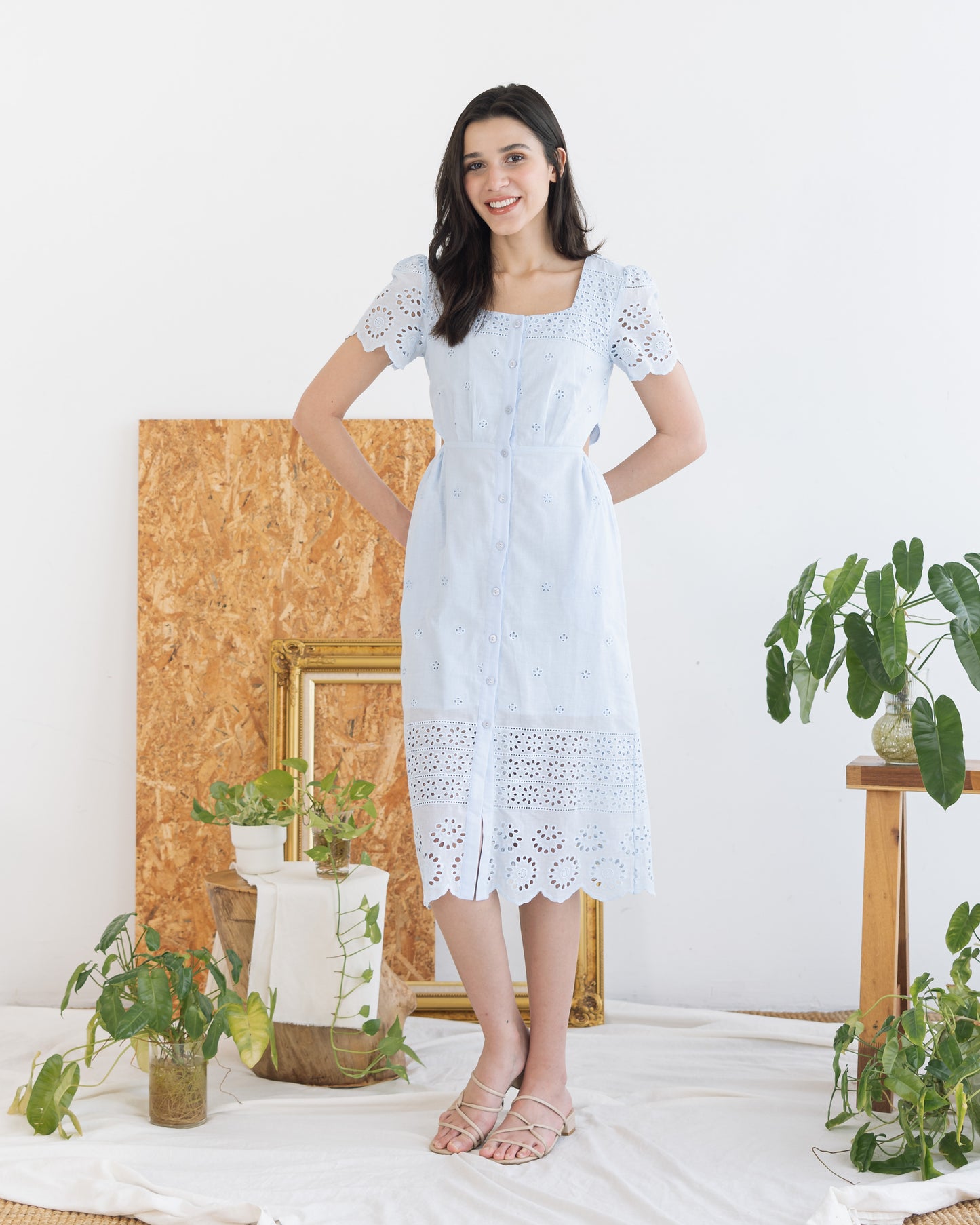 Carla Embroidered Cut-out Summer Dress (Powder Blue) Florette The Label Carla Embroidered Cut-out Summer Dress (Powder Blue) Florette The Label