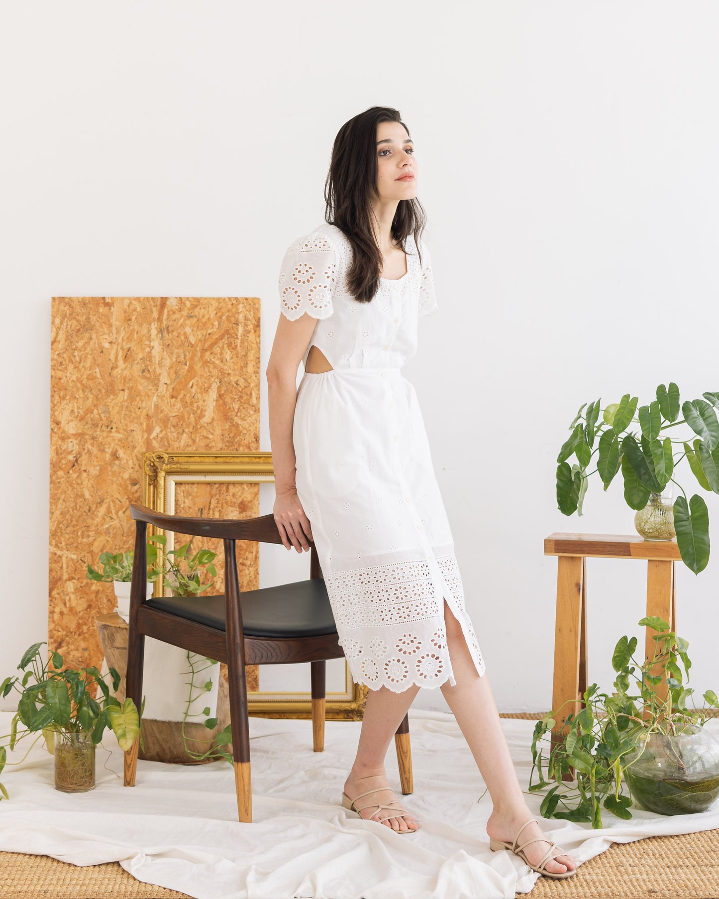 Carla Embroidered Cut-out Summer Dress (White) Florette The Label Carla Embroidered Cut-out Summer Dress (White) Florette The Label