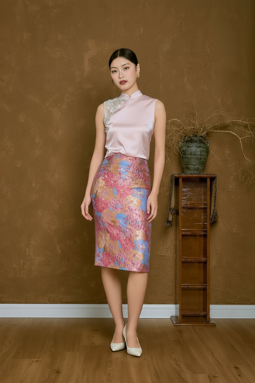 Mu Dan Brocade Pencil Skirt