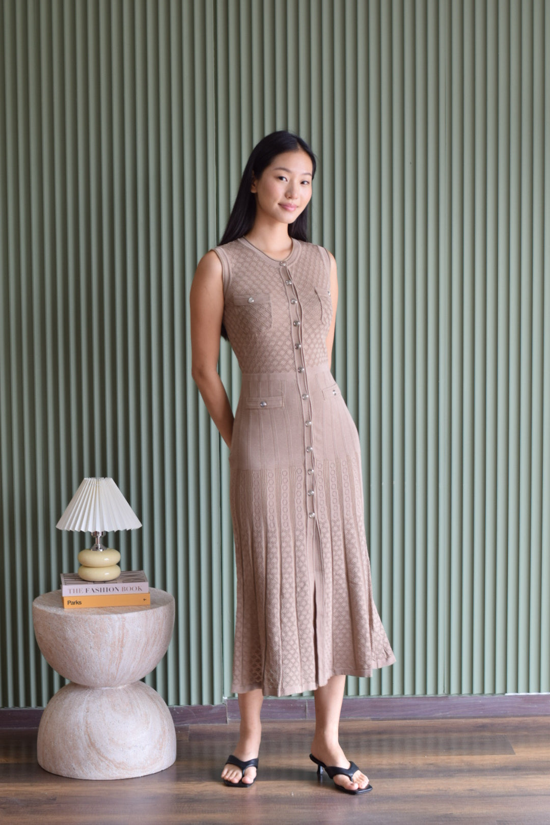 Button Down Maxi Knit Dress (Taupe) Florette The Label Button Down Maxi Knit Dress (Taupe) Florette The Label