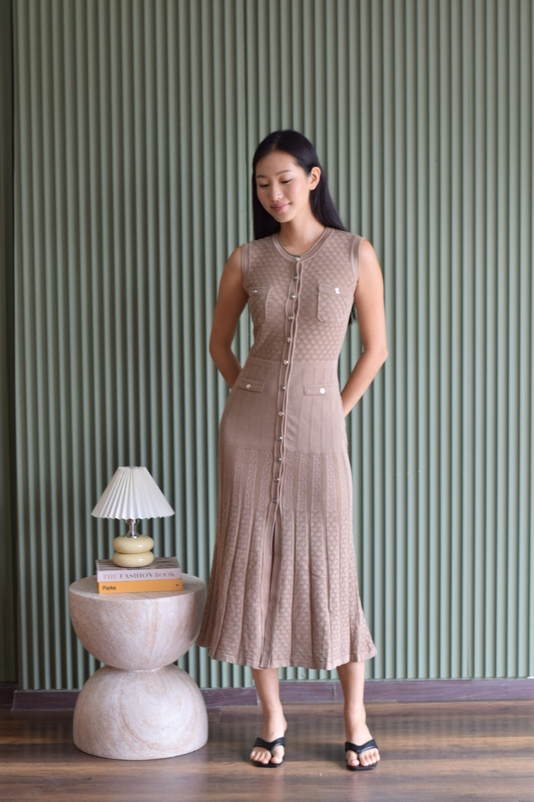 Button Down Maxi Knit Dress (Taupe) Florette The Label Button Down Maxi Knit Dress (Taupe) Florette The Label