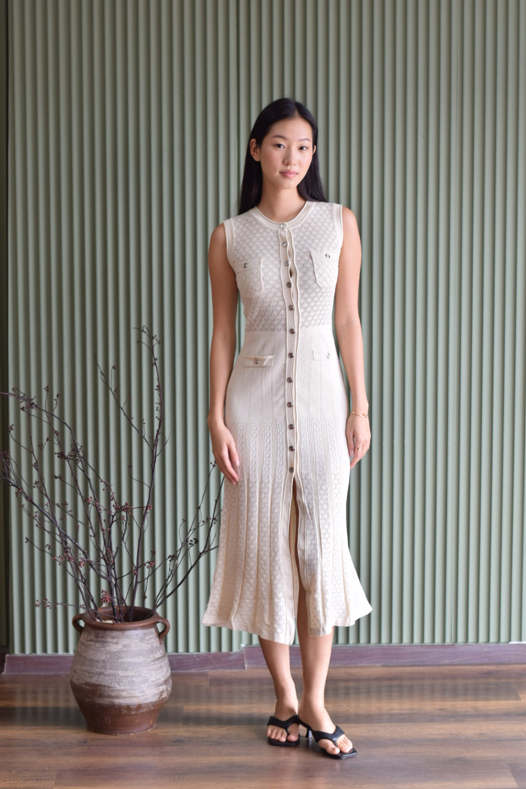 Button Down Maxi Knit Dress (Bone) – Florette The Label