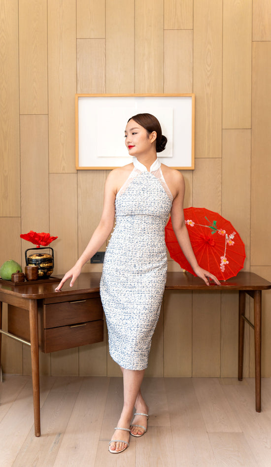 Tweed Cheongsam (Baby Blue)