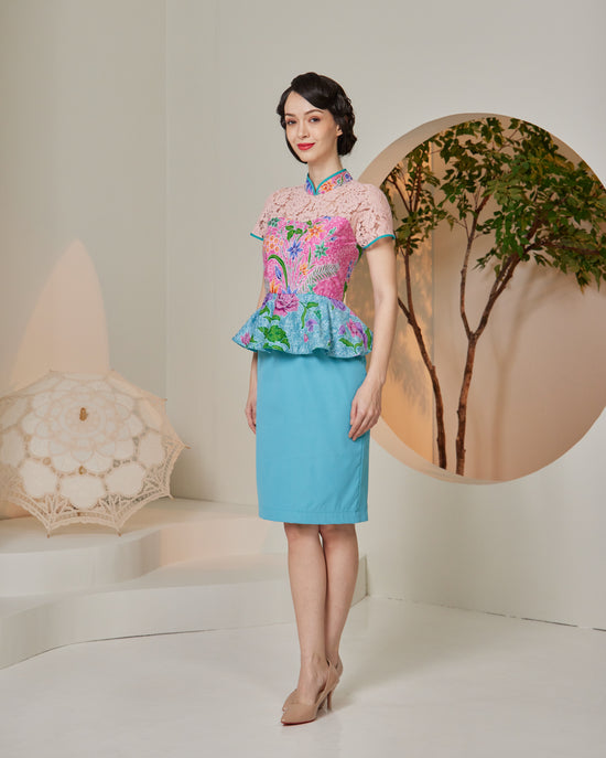 PREMIUM: Peplum Batik Cheongsam Dress