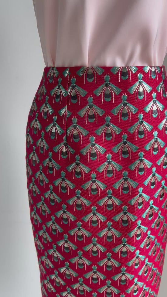 Load and play video in Gallery viewer, Hive  Brocade Pencil Skirt

