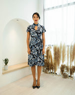 Lan Flutter Sleeves Mandarin Collar Wrap Dress