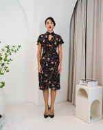 Emi Flutter Sleeves Mandarin Collar Wrap Dress