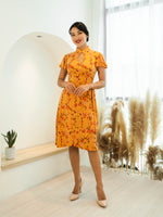 Fang Flutter Sleeves Mandarin Collar Wrap Dress
