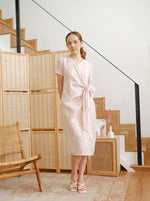 Linen Side-Tie Dress (Pink Stripes)