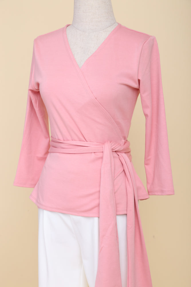 Double-cotton Wrap Top (Baby Pink)