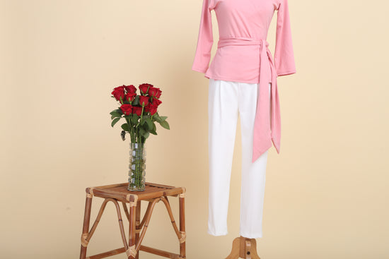 Double-cotton Wrap Top (Baby Pink)