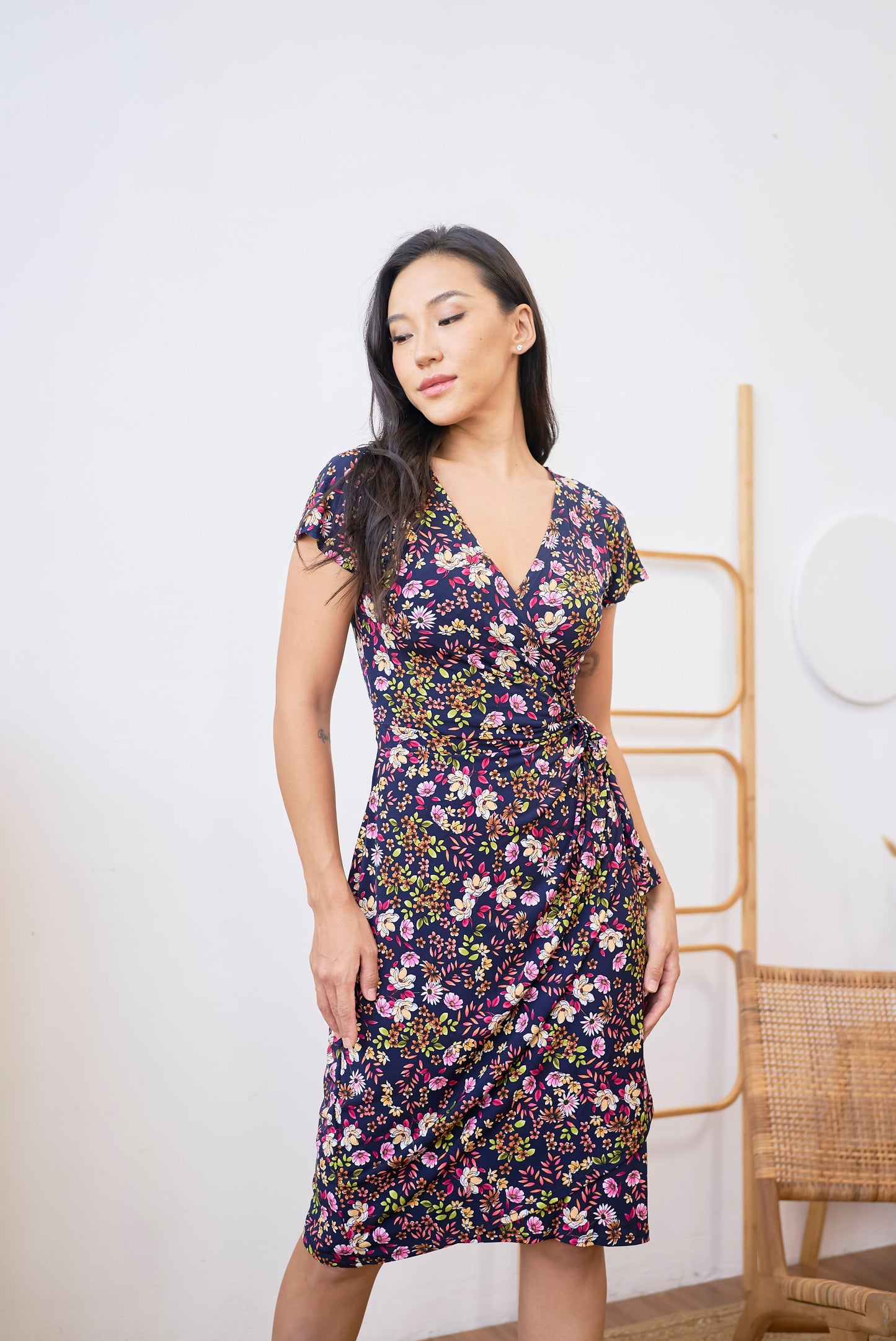 Kate Side-Tie Midi Wrap Dress (In The Woods) – Florette The Label